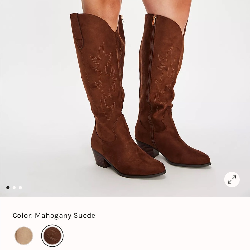 Free People Homestead Wide Calf Boots Mahogany Suede Boots